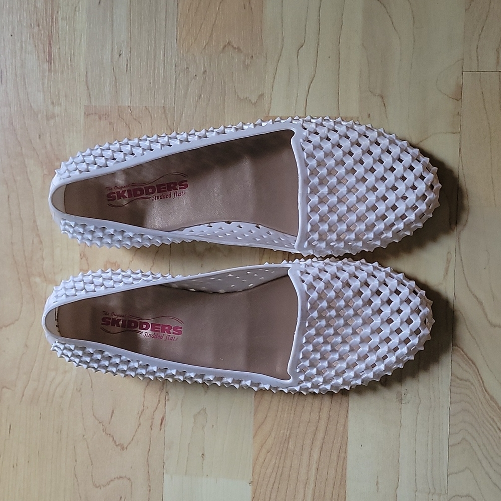 White Studded Jelly Loafers